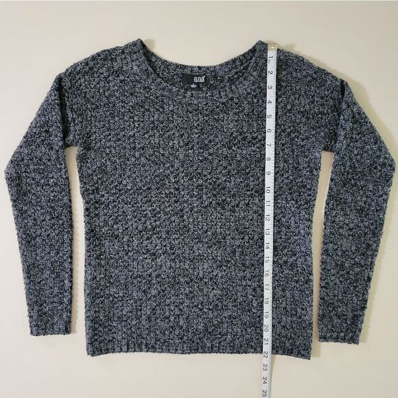 a.n.a. Women's Black Marled Crewneck Long Sleeve Pullover Sweater - Picture 4 of 10